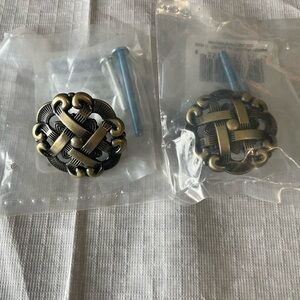 2 Brass Accented Drawer Knobs